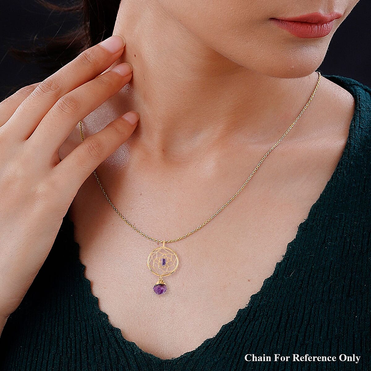 Amethyst Dream Catcher Pendant in Goldtone 12.80 ctw image number 2