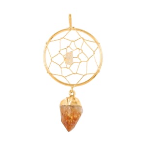 Citrine 13.75 ctw Dream Catcher Pendant without Chain in Goldtone