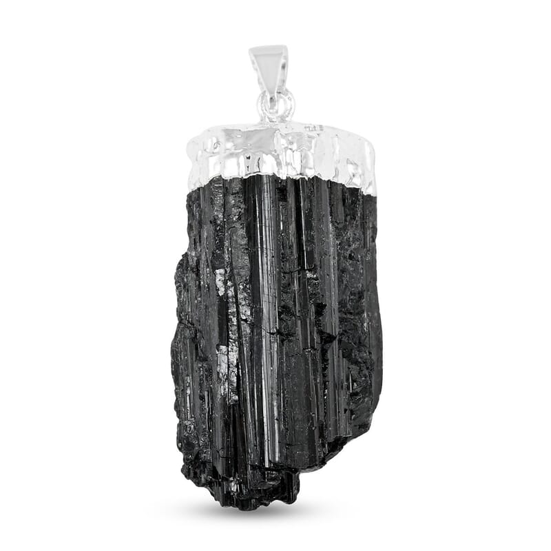 Black Tourmaline Pendant in Silvertone 100.30 ctw