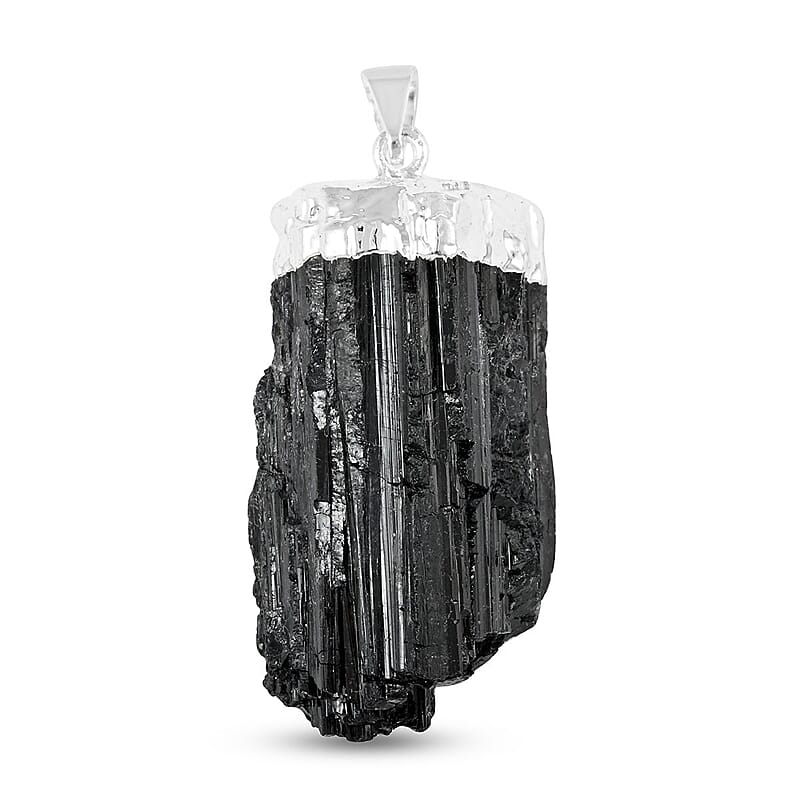 Black Tourmaline Pendant in Silvertone 100.30 ctw