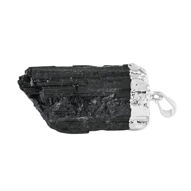 Black Tourmaline Pendant in Silvertone 100.30 ctw