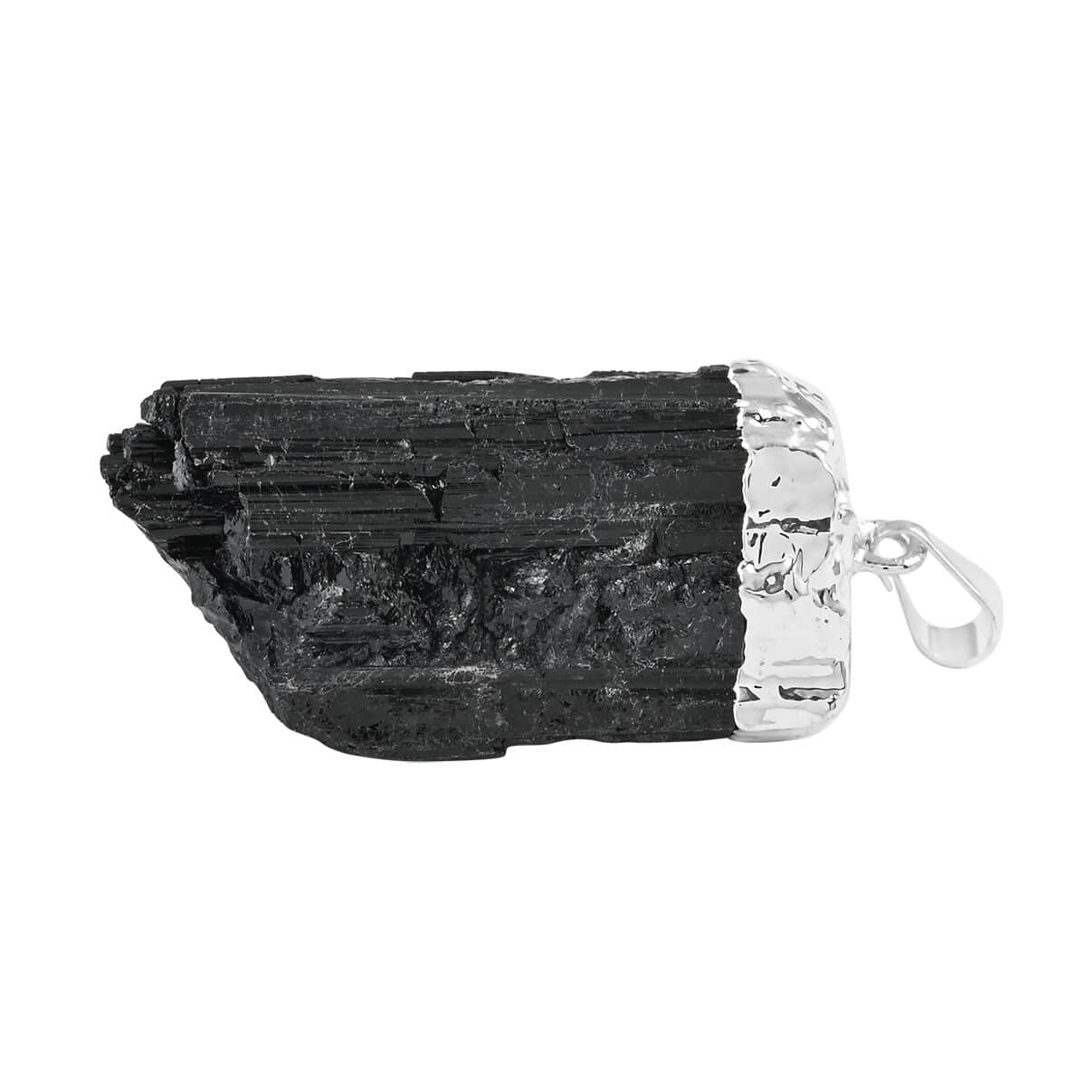 Black Tourmaline Pendant in Silvertone 100.30 ctw image number 3