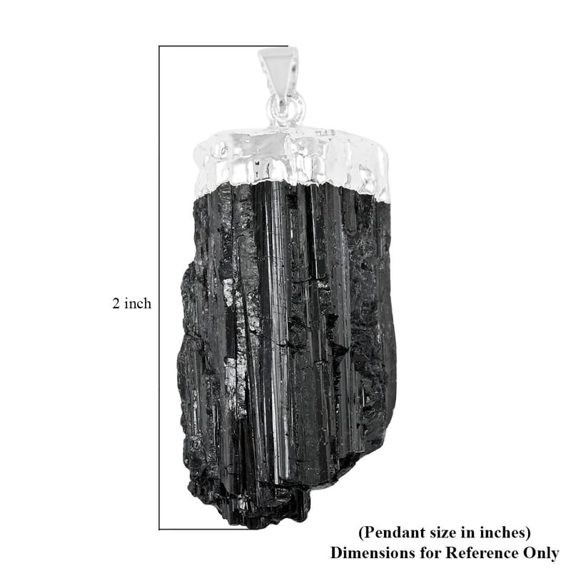 Black Tourmaline Pendant in Silvertone 100.30 ctw