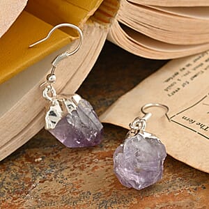 Amethyst Earrings in Silvertone 24.75 ctw