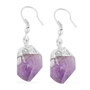 Amethyst Earrings in Silvertone 24.75 ctw