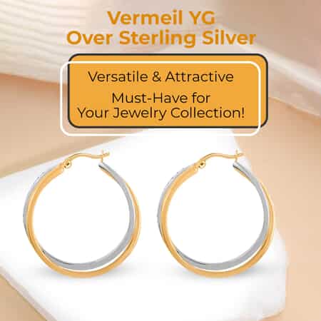 Buy Diamond Earrings, Diamond Hoop Earrings, Twisted Hoop Earrings, Dual  Tone Earrings, Vermeil YG Over Sterling Silver Earrings 0.50 ctw at