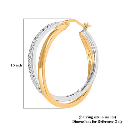 Diamond Earrings, Diamond Hoop Earrings, Twisted Hoop Earrings, Dual Tone Earrings, Vermeil YG Over Sterling Silver Earrings 0.50 ctw