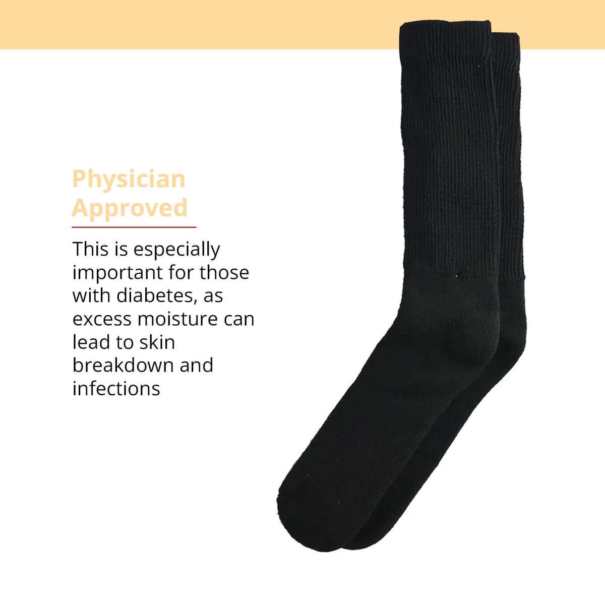 Dr. Scholls Diabetes and Circulatory Crew Socks -Black Large (Women's Sizes 8-12, Men's 7-12) image number 2