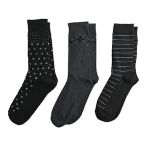 Marco Cavelli Men's 3pck Dress Socks -Black/Gray (Sizes 7-12)
