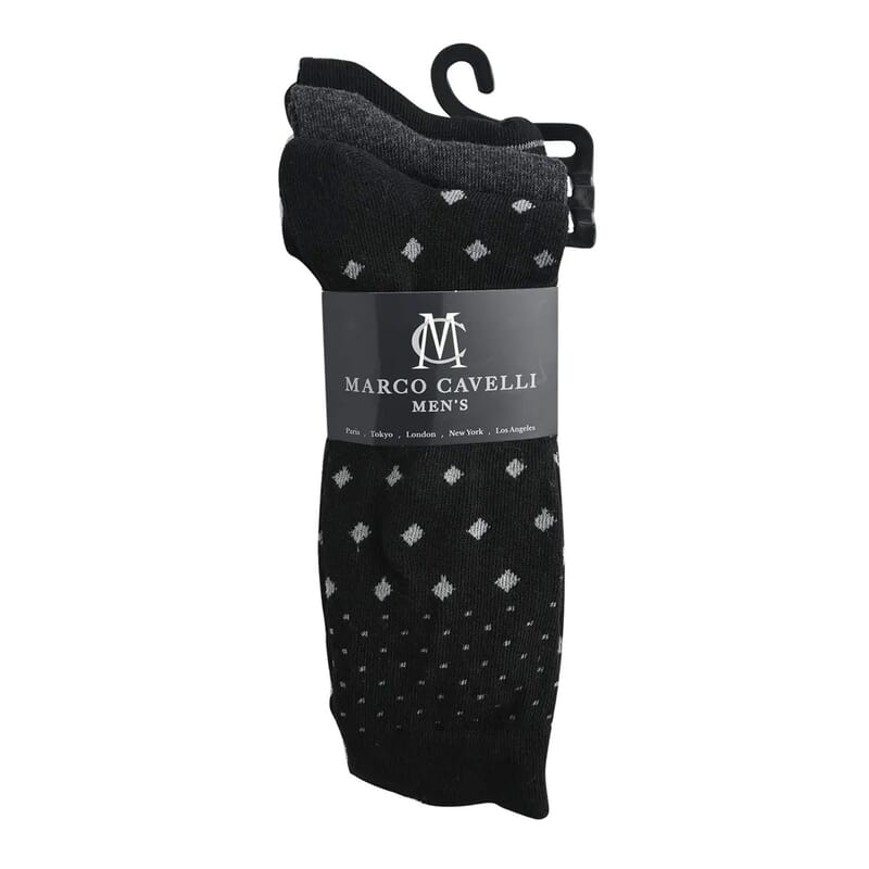 Closeout Marco Cavelli Black and Gray Set of 3 Men's Dress Socks, Breathable and Soft Socks for Men, Polyester and Cotton Socks,