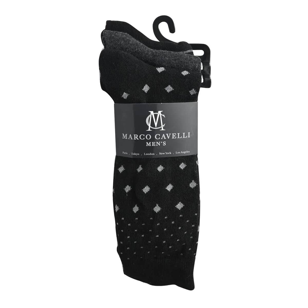 Marco Cavelli Black and Gray Set of 3 Men's Dress Socks, Breathable and Soft Socks for Men, Polyester and Cotton Socks, image number 6