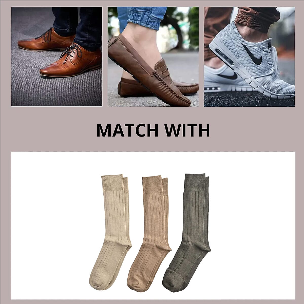 Buy Saville Row Men's 3pck Rayon Dress Socks Green/Khaki/Tan (Sizes 7