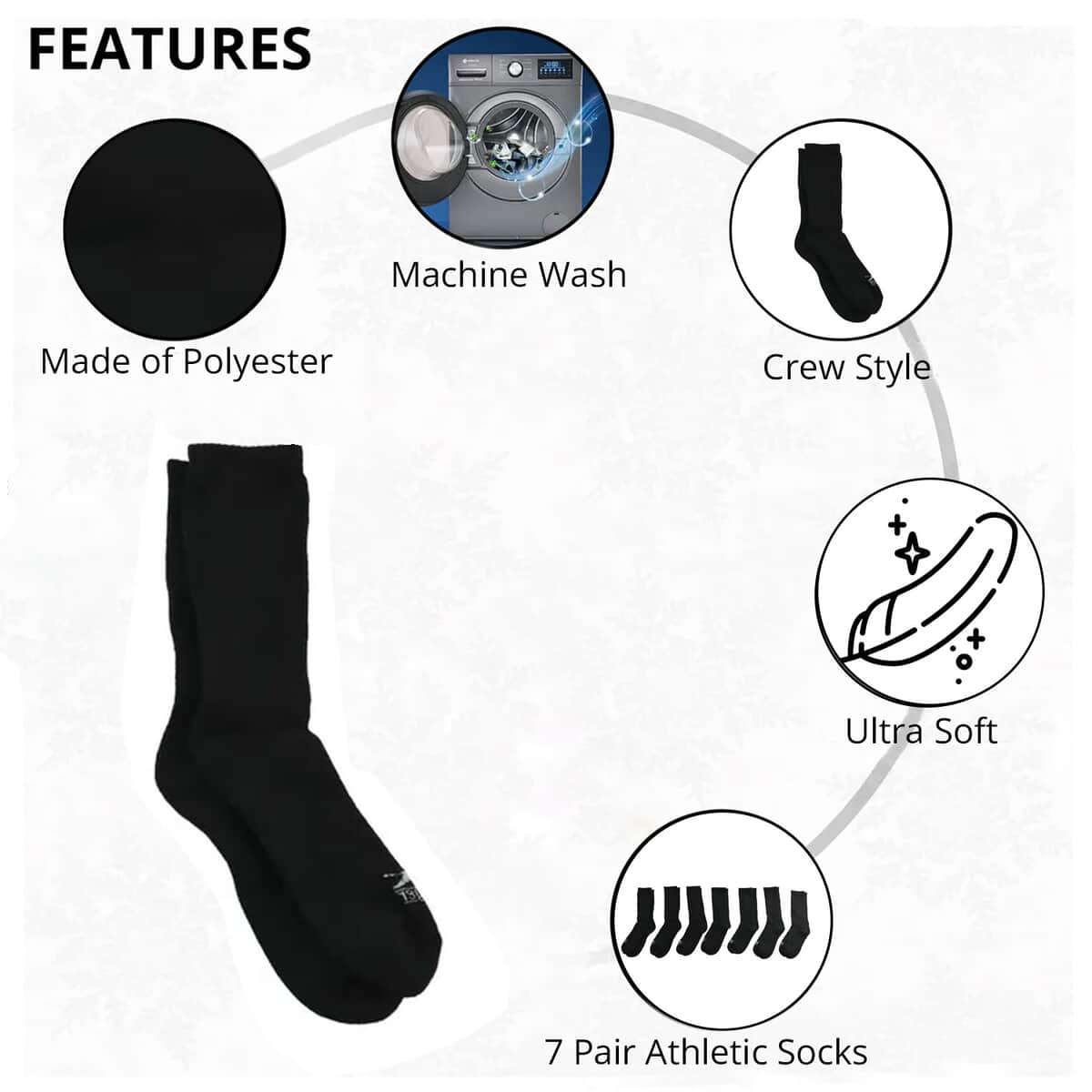 Slazenger Men's 7pck Crew Athletic Socks -Black (Sizes 6-12.5) image number 1