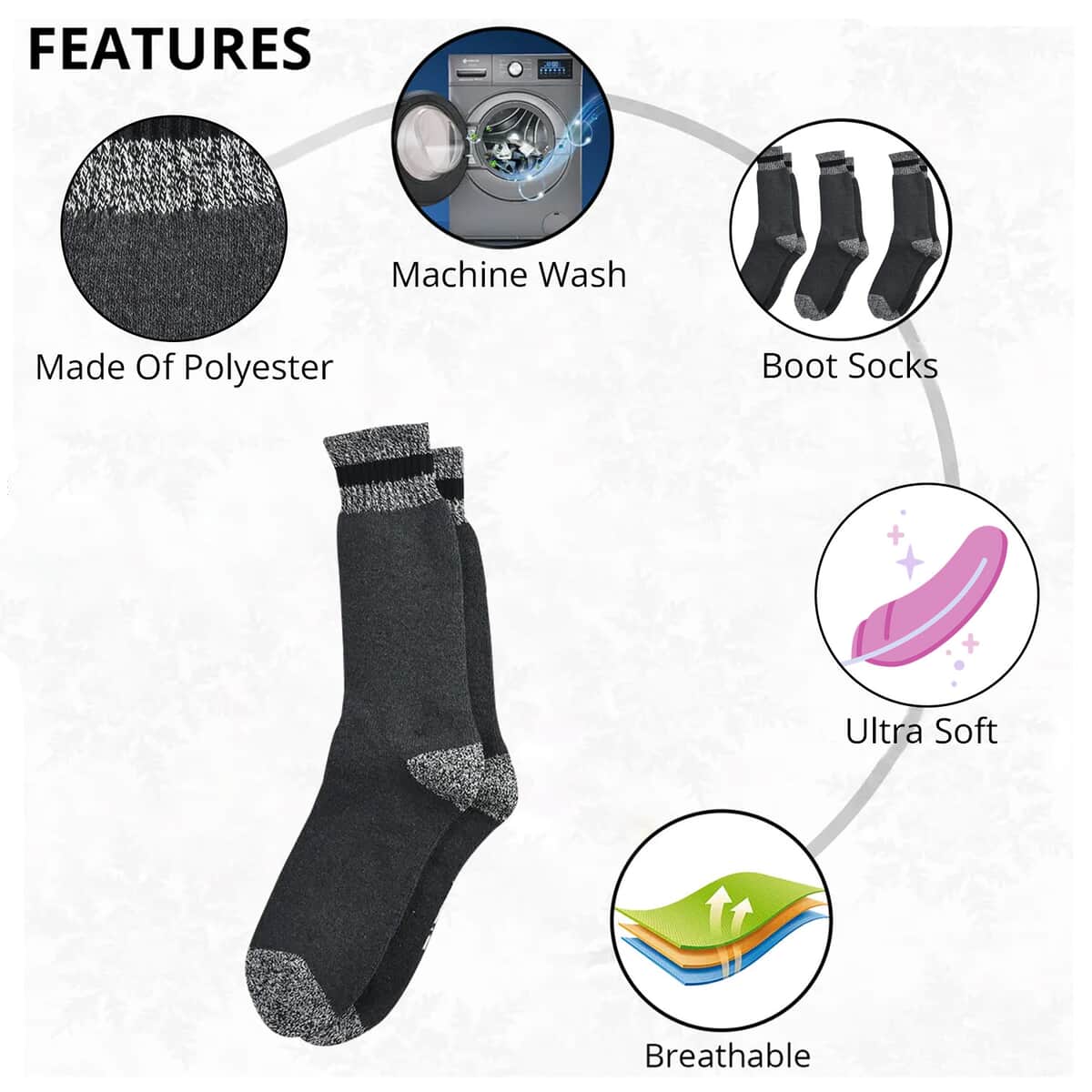 Slazenger Men Set of 4 Breathable and Ultra Soft Boot Socks, Non Binding Polyester Boot Socks, Crew Style Socks image number 1