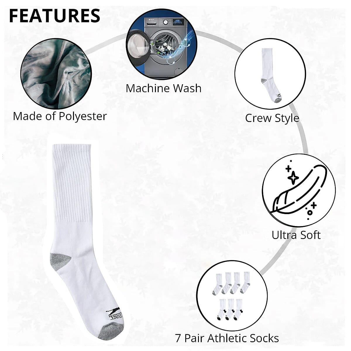Slazenger Men's 7pck Crew Athletic Socks -White (Sizes 6-12.5) image number 1