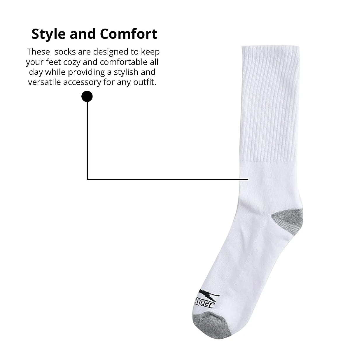 Slazenger Men's 7pck Crew Athletic Socks -White (Sizes 6-12.5) image number 2