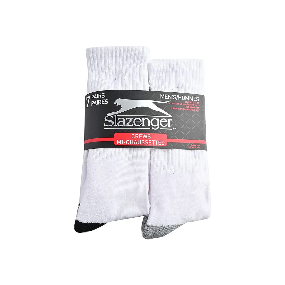 Slazenger Men's 7pck Crew Athletic Socks -White (Sizes 6-12.5) image number 4