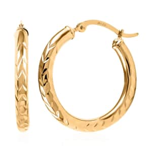 14K Yellow Gold Diamond-Cut Hoop Earrings | Gold Hoops | Yellow Gold Earrings | Gold Earrings For Her 1.75 Grams