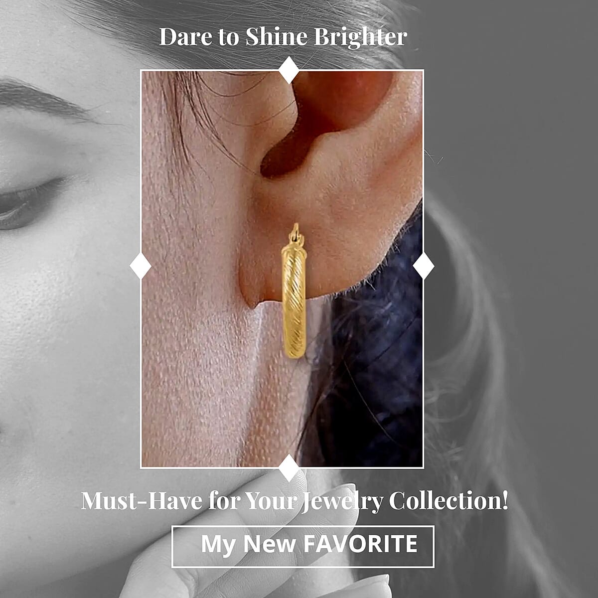 14K Yellow Gold 19mm Hoop Earrings, Textured Hoop Earrings, Gold Earrings For Her 1.30 Grams image number 2