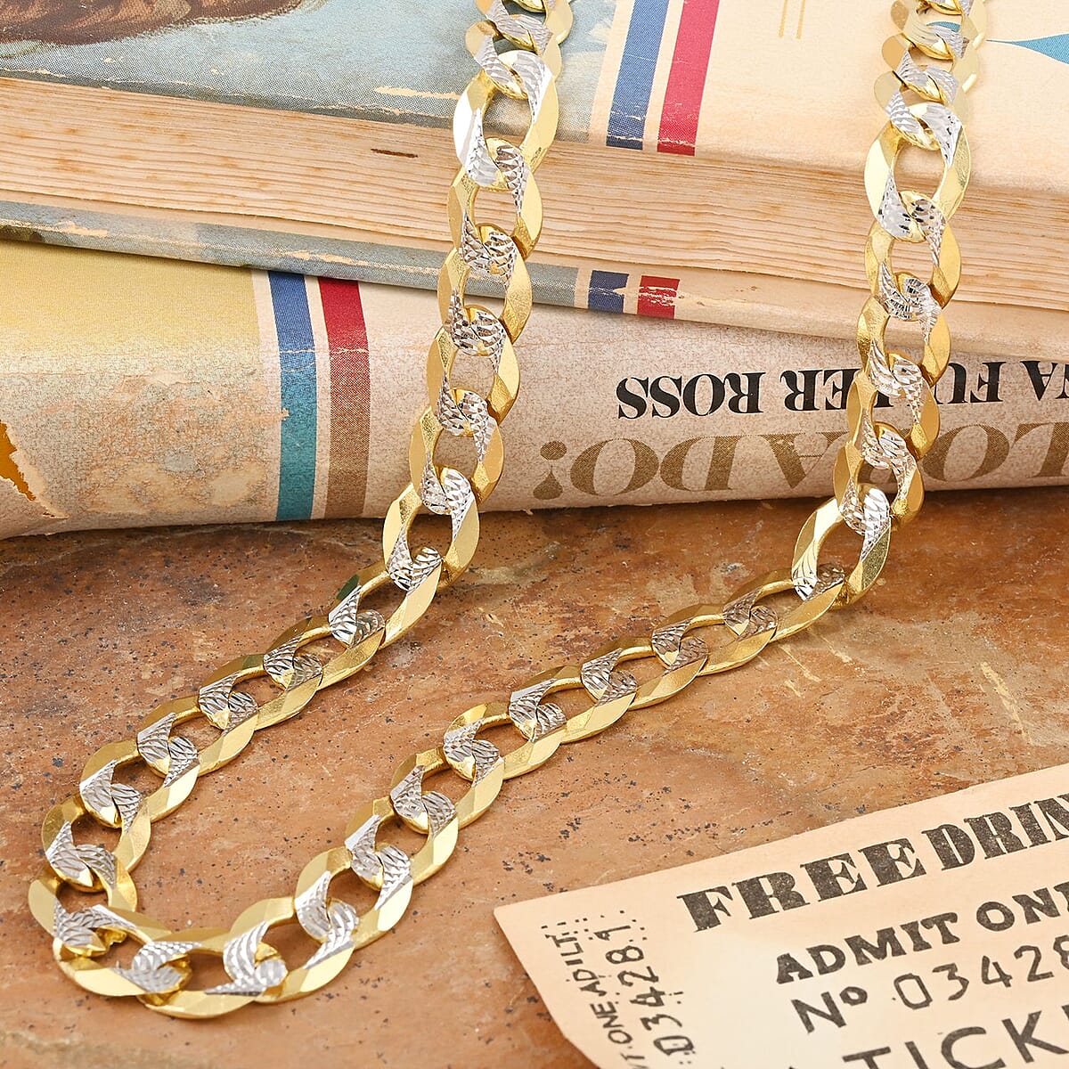 14K Yellow Gold Diamond-cut Curb Chain Necklace 22 Inches 59.25 Grams image number 1