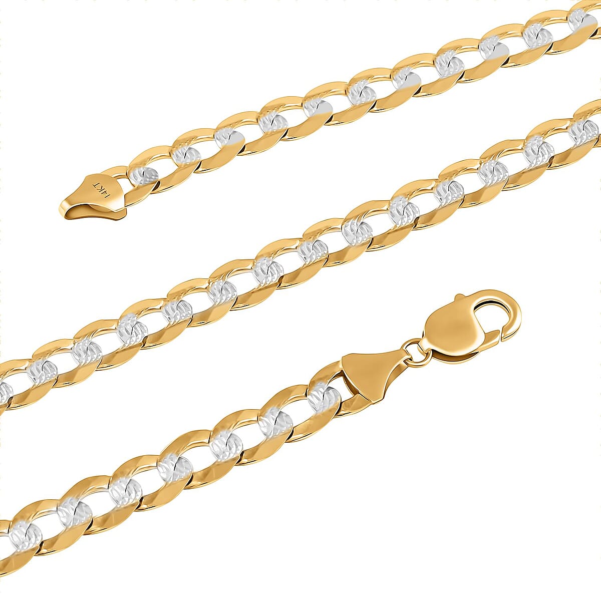 14K Yellow Gold Diamond-cut Curb Chain Necklace 22 Inches 59.25 Grams image number 2