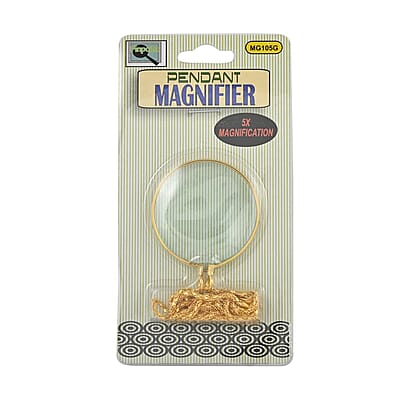 Maximize Pendant Magnifier with Chain in Goldtone 18 Inches (5x)