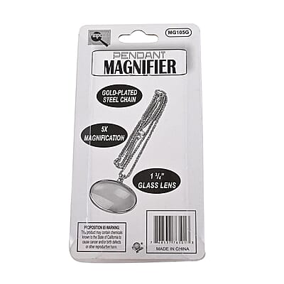 Maximize Pendant Magnifier with Chain in Goldtone 18 Inches (5x)