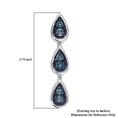 Venice Blue Diamond I1-I2 Dangle Earrings in Platinum Over Sterling Silver 0.10 ctw