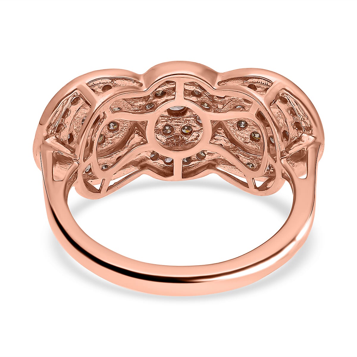 Natural Champagne Diamond 0.99 ctw Ring in 18K Vermeil Rose Gold Over Sterling Silver (Size 8.0)