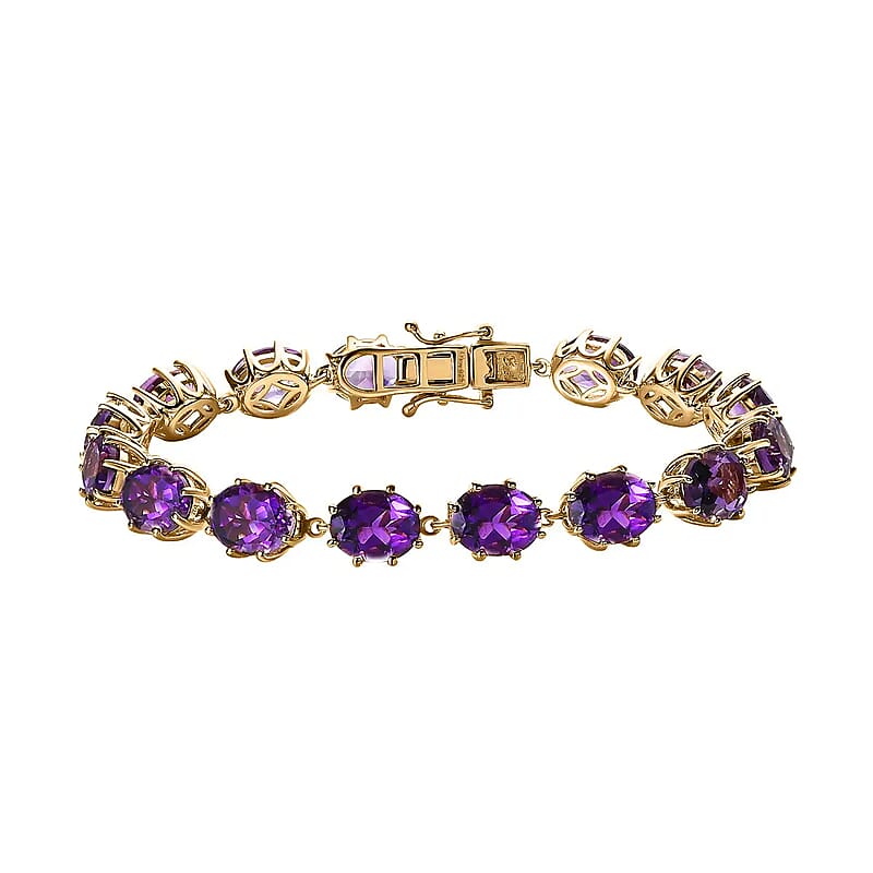 Premium Moroccan Amethyst Bracelet, Amethyst Crown Bracelet, Vermeil Yellow Gold Over Sterling Silver Bracelet (7.25 In) 27.85 ctw