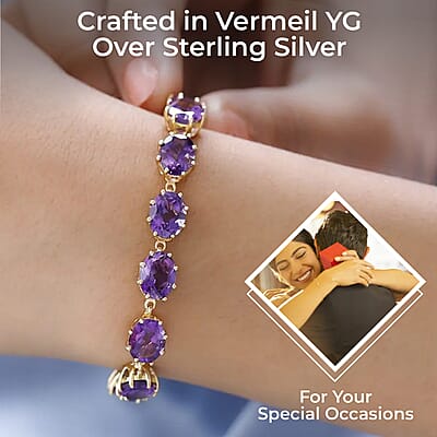 Premium Moroccan Amethyst Bracelet, Amethyst Crown Bracelet, Vermeil Yellow Gold Over Sterling Silver Bracelet (7.25 In) 27.85 ctw