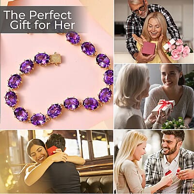 Premium Moroccan Amethyst Bracelet, Amethyst Crown Bracelet, Vermeil Yellow Gold Over Sterling Silver Bracelet (7.25 In) 27.85 ctw