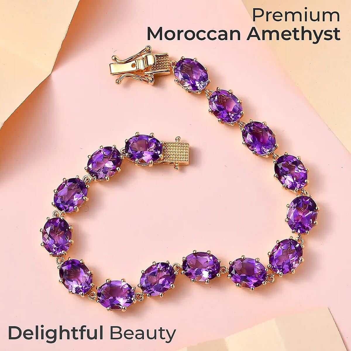 Premium Moroccan Amethyst Bracelet, Amethyst Crown Bracelet, Vermeil Yellow Gold Over Sterling Silver Bracelet (8.00 In) 31.25 ctw image number 1
