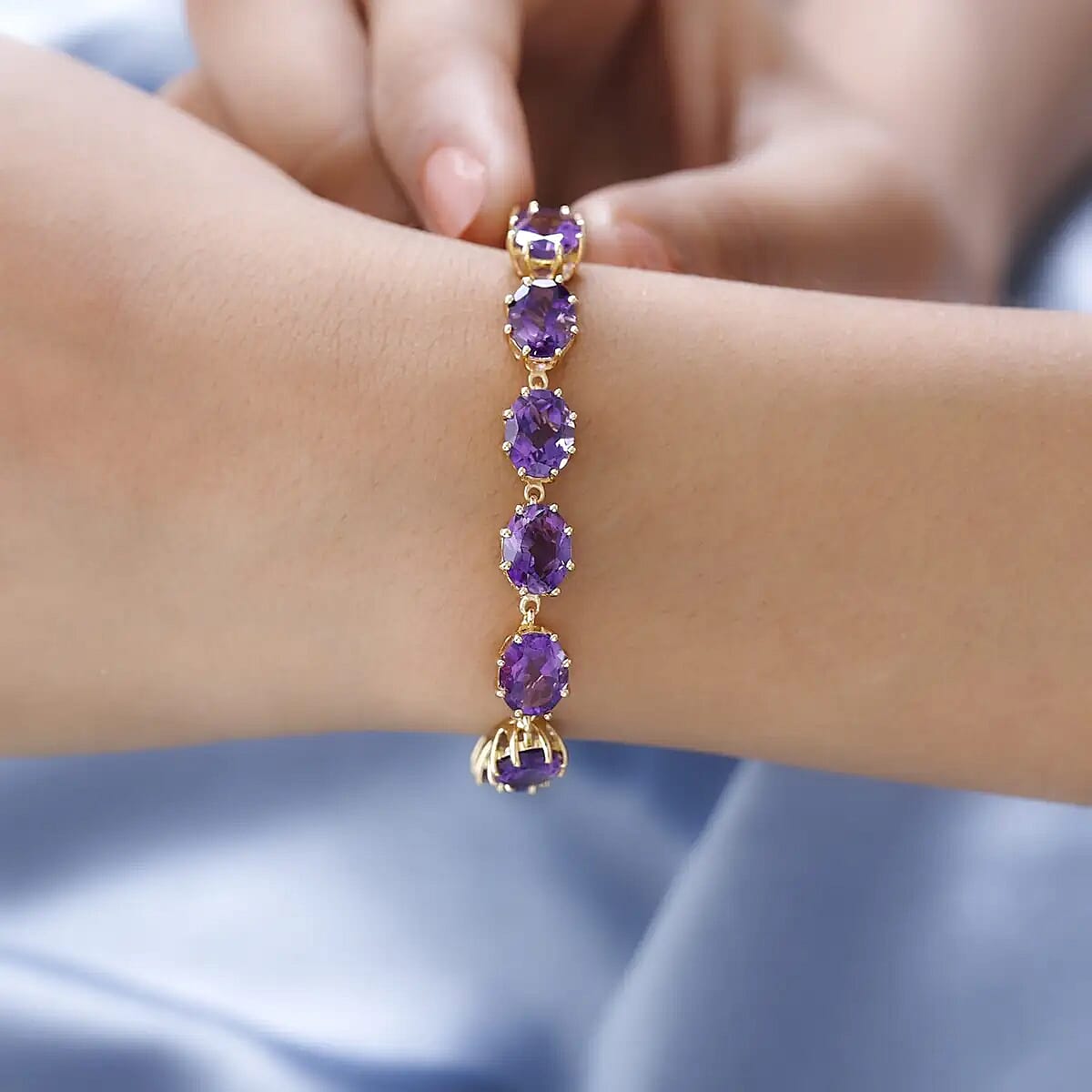 Premium Moroccan Amethyst Bracelet, Amethyst Crown Bracelet, Vermeil Yellow Gold Over Sterling Silver Bracelet (8.00 In) 31.25 ctw image number 5