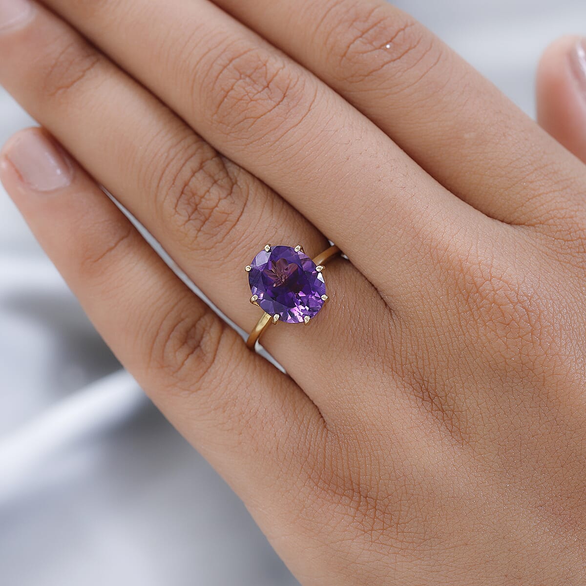 Premium Moroccan Amethyst Crown Ring in Vermeil Yellow Gold Over Sterling Silver (Size 6.0) 4.75 ctw image number 2