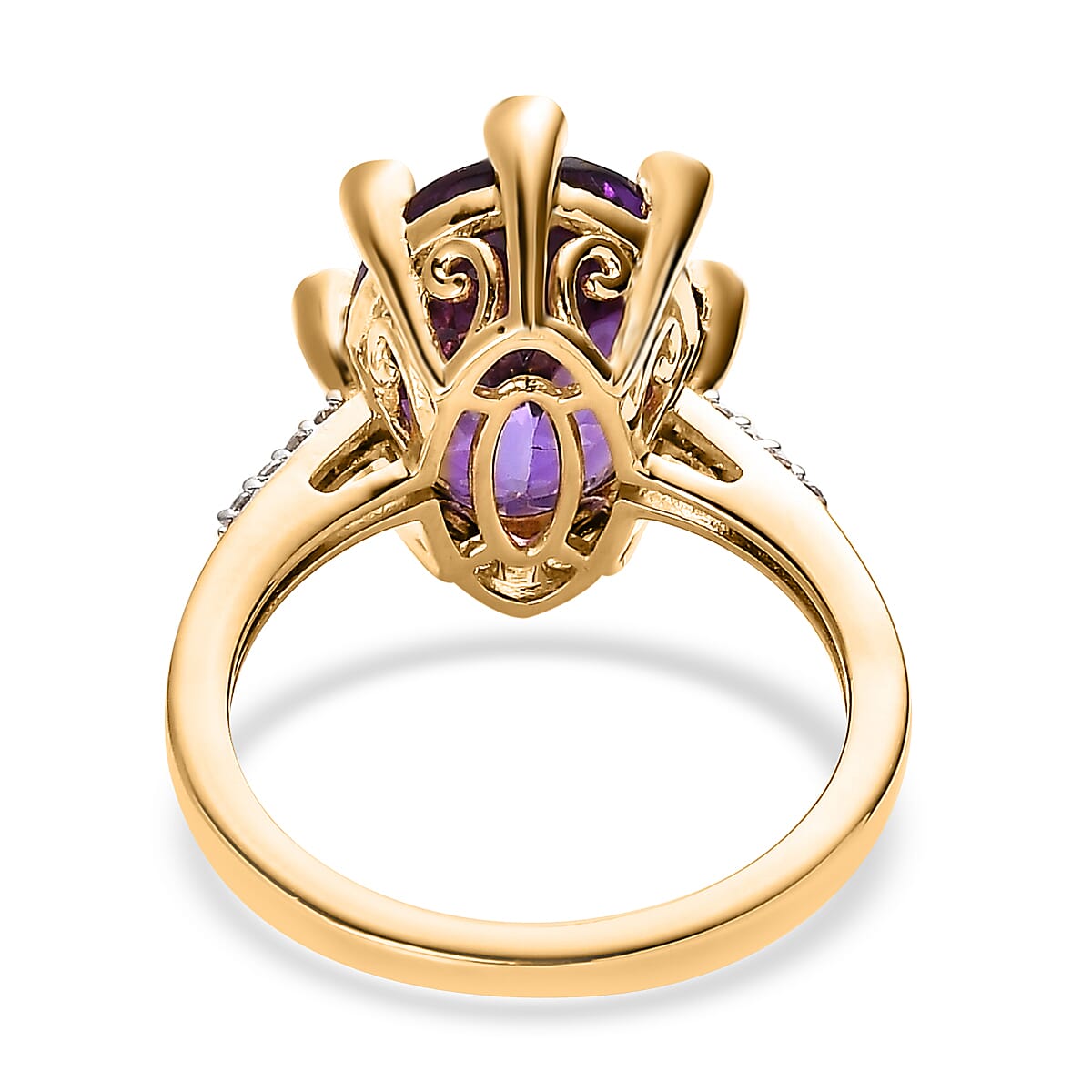 Premium Moroccan Amethyst, White Zircon Ring in Vermeil YG Over Sterling Silver (Size 10.0) 6.25 ctw image number 4