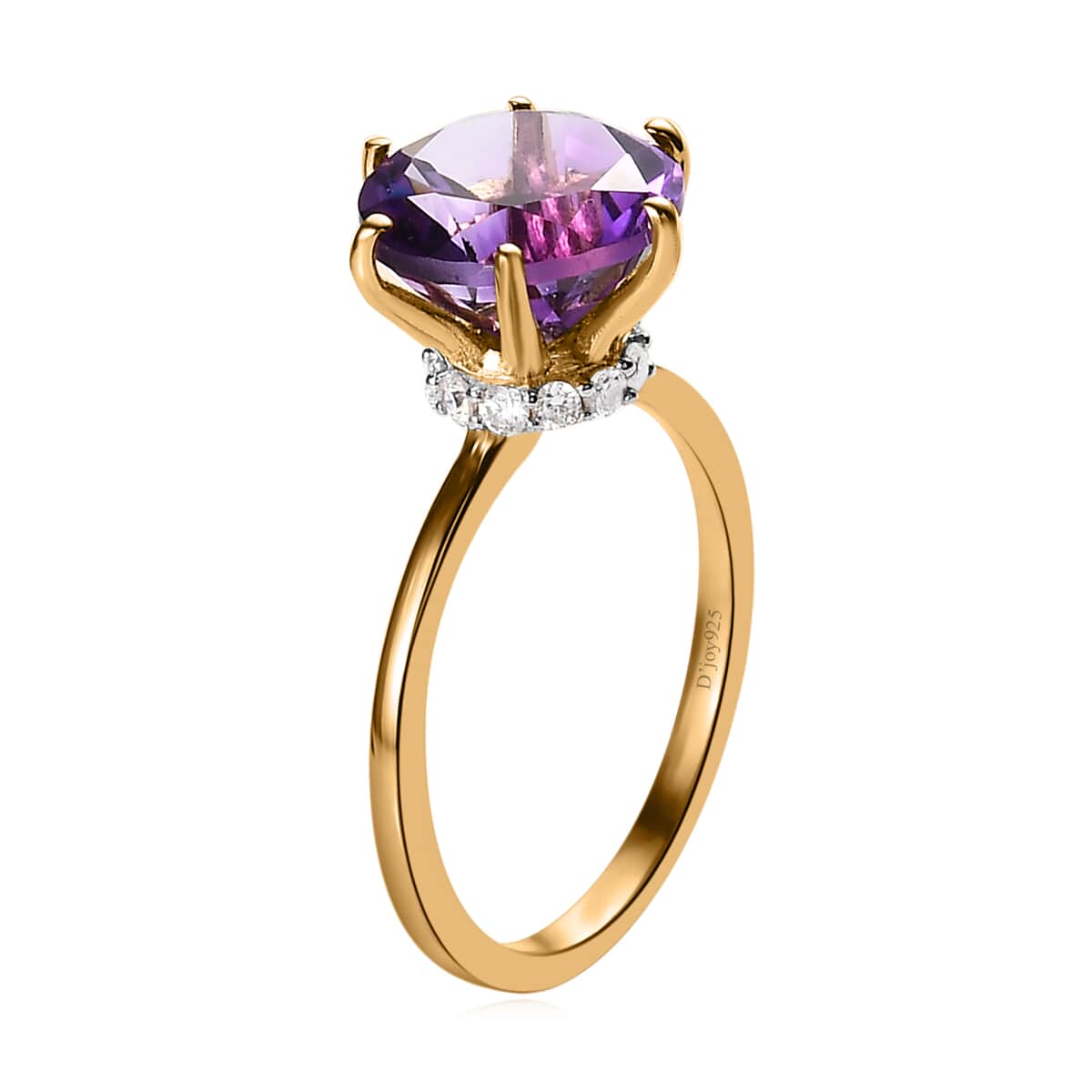 Premium Moroccan Amethyst and Moissanite Ring in Vermeil Yellow Gold Over Sterling Silver 4.00 ctw (Del. in 5-7 Days) image number 3