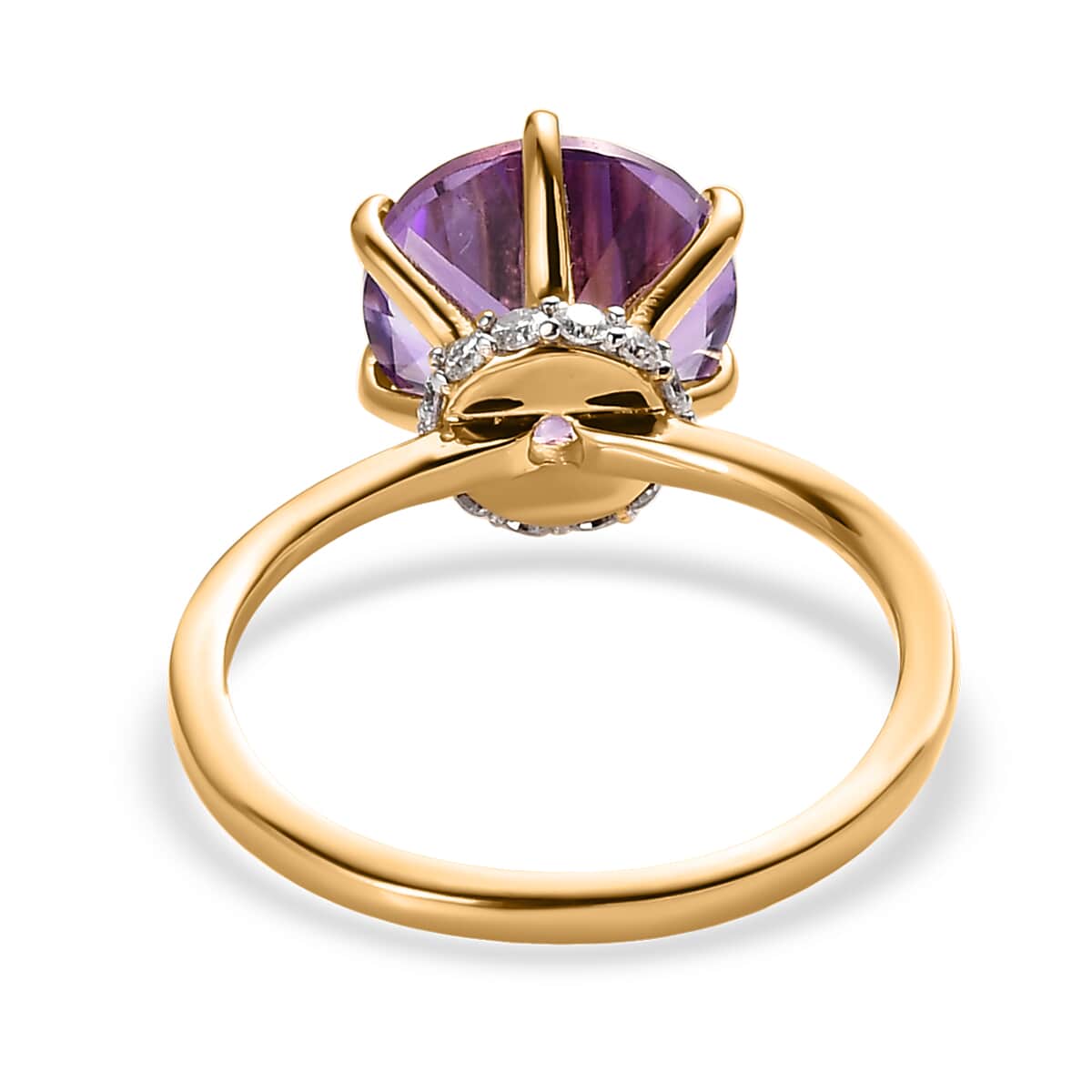 Premium Moroccan Amethyst and Moissanite Ring in Vermeil Yellow Gold Over Sterling Silver 4.00 ctw (Del. in 5-7 Days) image number 4