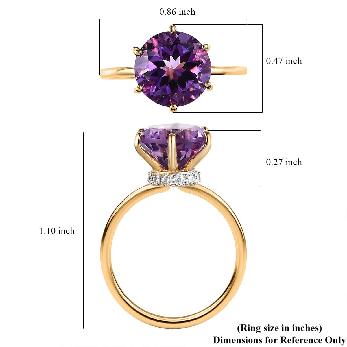 Premium Moroccan Amethyst and Moissanite Ring in Vermeil Yellow Gold Over Sterling Silver 4.00 ctw (Del. in 5-7 Days) image number 5