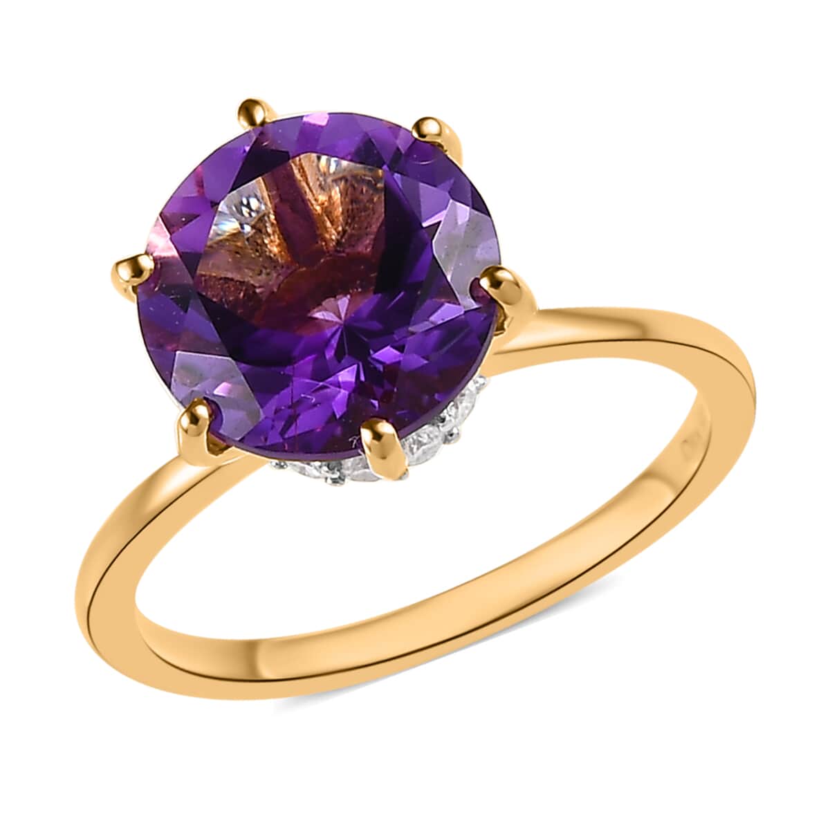 Premium Moroccan Amethyst and Moissanite Ring in Vermeil Yellow Gold Over Sterling Silver (Size 7.0) 4.00 ctw image number 0