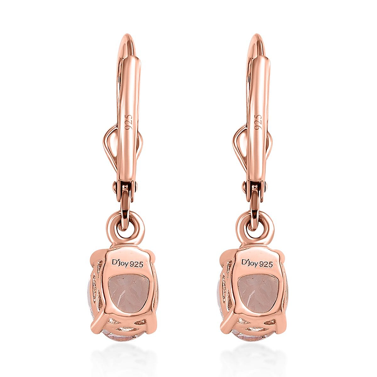 Pink Morganite Lever Back Earrings in Vermeil Rose Gold Over Sterling Silver 2.15 ctw
