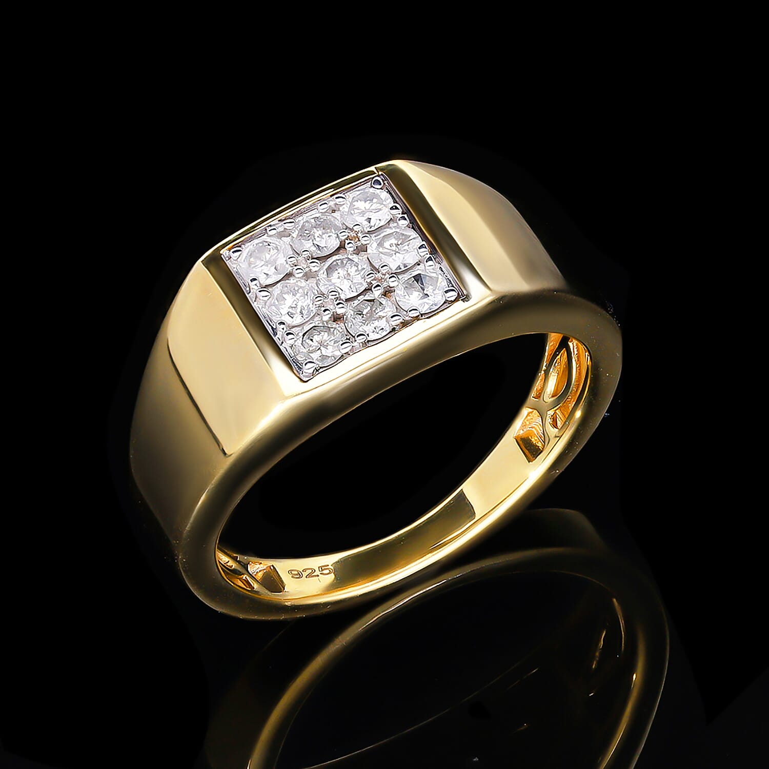 White Diamond 0.50 ctw Ring in 18K Vermeil Yellow Gold Over Sterling Silver (Size 9.0)