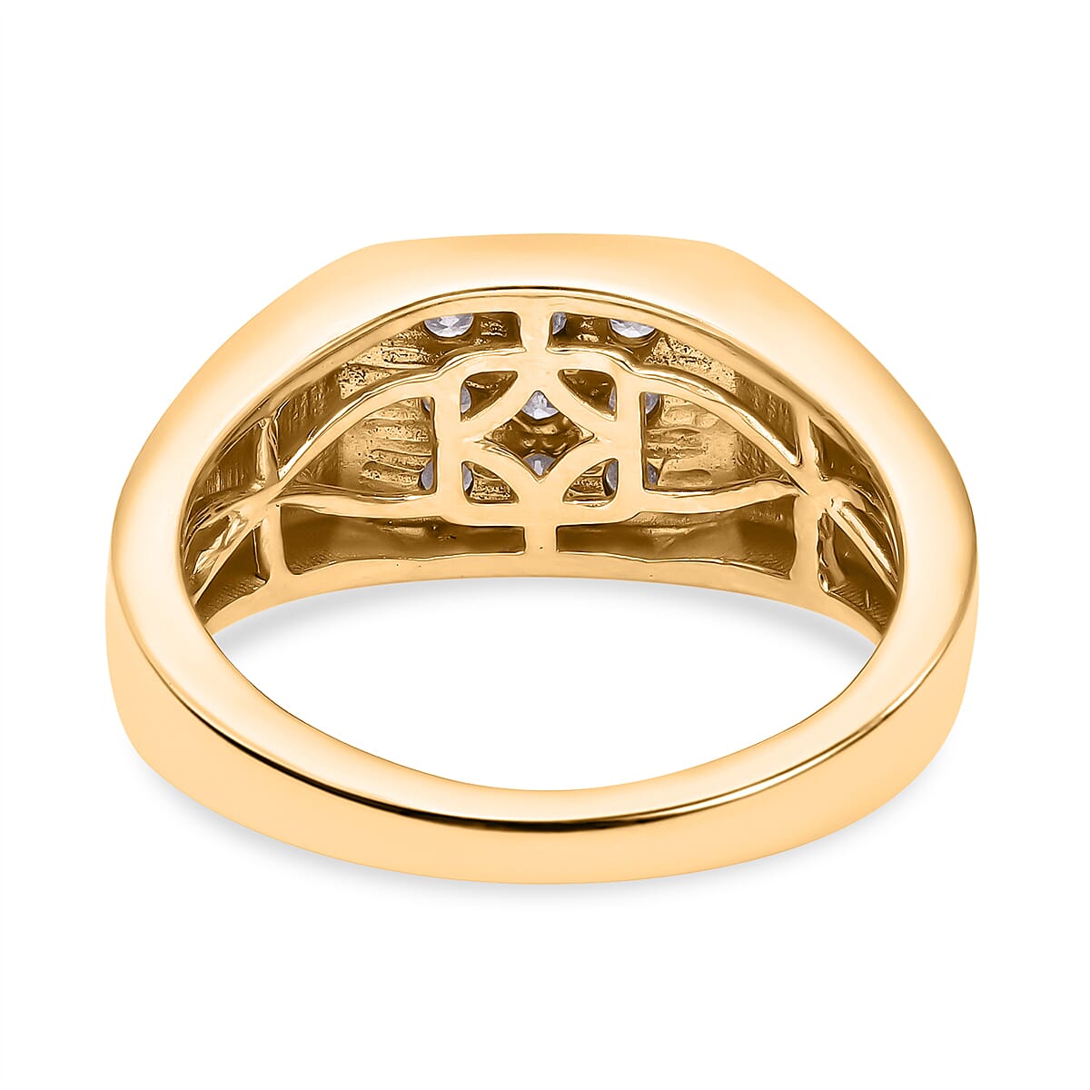 White Diamond 0.50 ctw Ring in 18K Vermeil Yellow Gold Over Sterling Silver (Size 9.0)