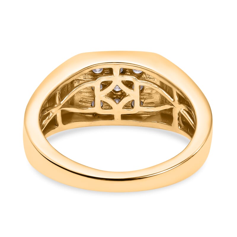 White Diamond 0.50 ctw Ring in 18K Vermeil Yellow Gold Over Sterling Silver (Size 9.0)