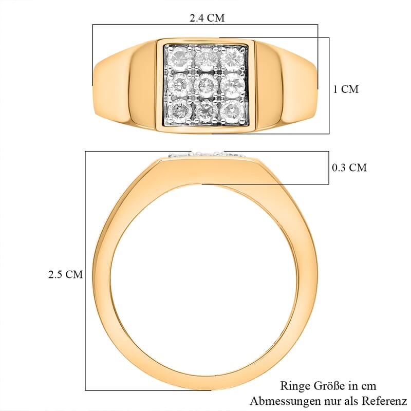 White Diamond 0.50 ctw Ring in 18K Vermeil Yellow Gold Over Sterling Silver (Size 9.0)