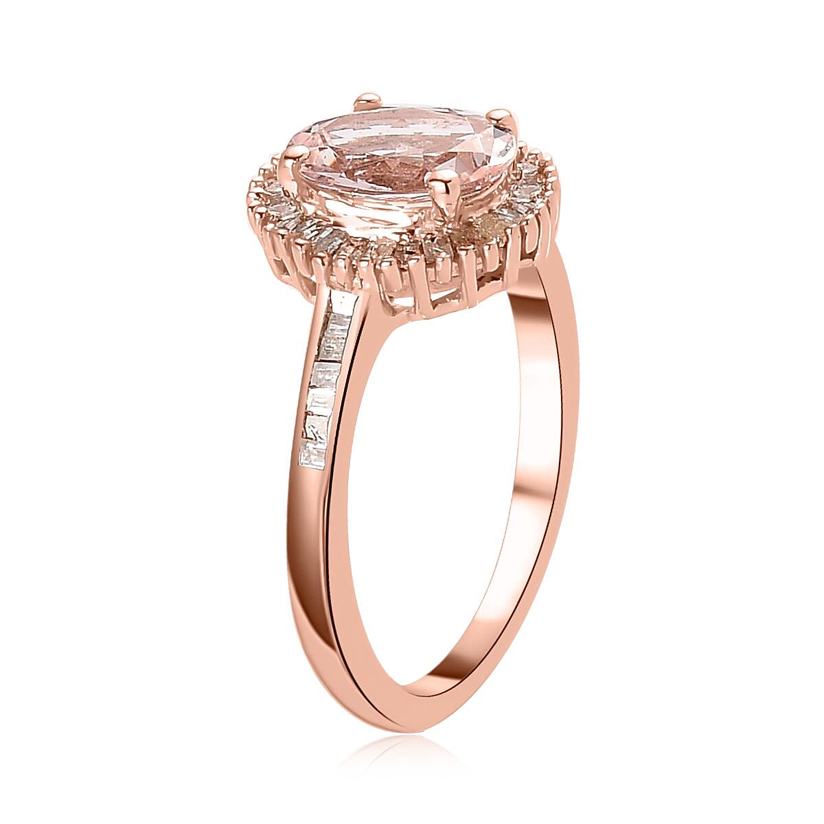 Pink Morganite and Diamond Halo Ring in Vermeil Rose Gold Over Sterling Silver 1.25 ctw image number 3