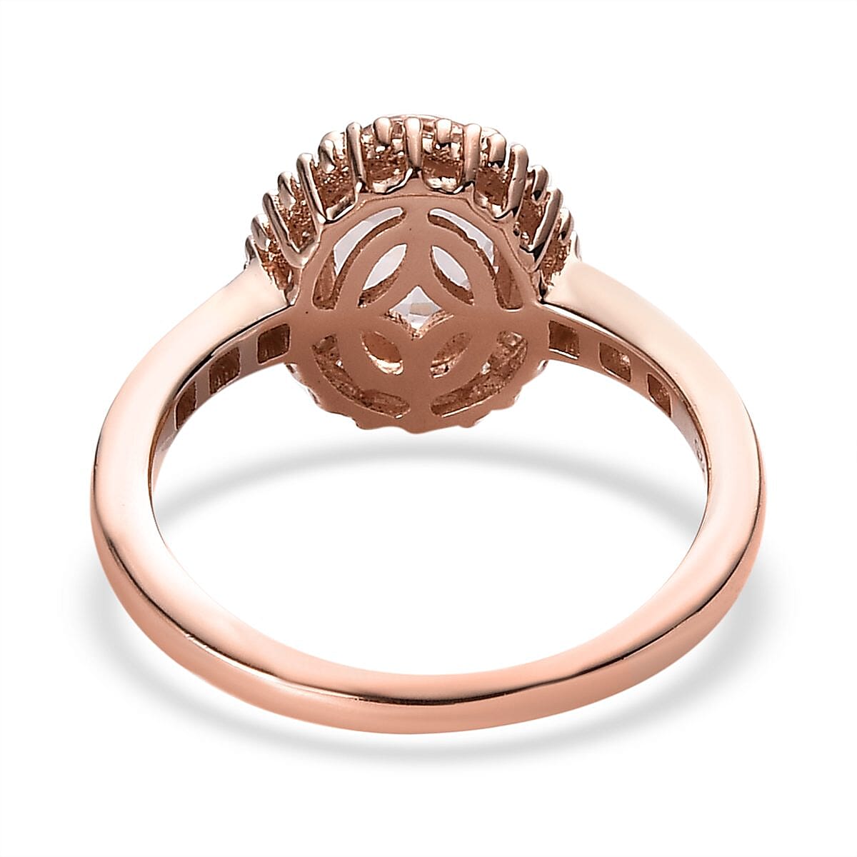 Pink Morganite and Diamond Halo Ring in Vermeil Rose Gold Over Sterling Silver (Size 10.0) 1.25 ctw