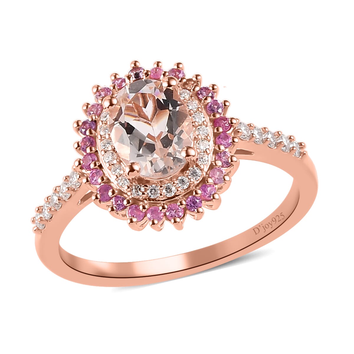 Pink Morganite and Multi Gemstone Sunburst Ring in Vermeil Rose Gold Over Sterling Silver 1.85 ctw (Del. in 5-7 Days) image number 0