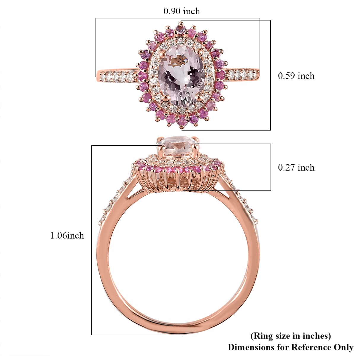 Pink Morganite and Multi Gemstone Sunburst Ring in Vermeil Rose Gold Over Sterling Silver 1.85 ctw (Del. in 5-7 Days) image number 5