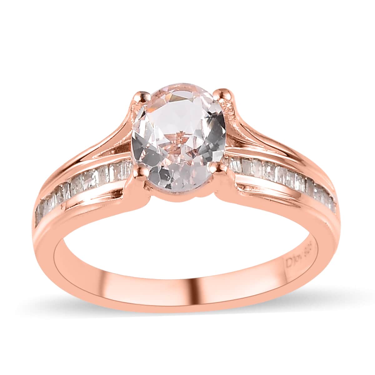 Pink Morganite and Diamond Bridge Ring in Vermeil Rose Gold Over Sterling Silver 1.15 ctw image number 0